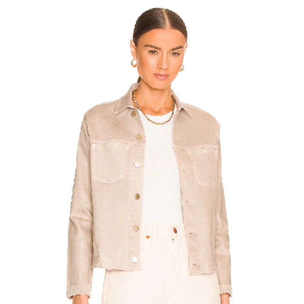 L'AGENCE Janelle Slim Biscuit Gold Glitter Coated Jacket Small #0215